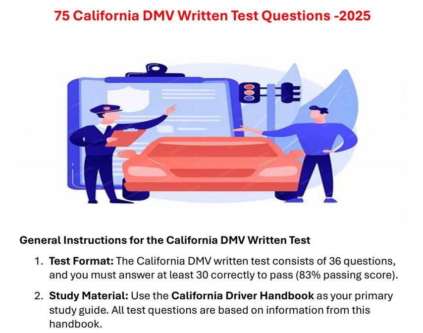 California dmv test Q and A for 2025